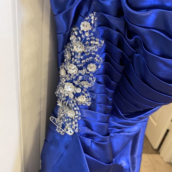 Royal Blue Azazie Kamila One-shoulder Satin Bridesmaid Dress (20) - Picture 2 of 8